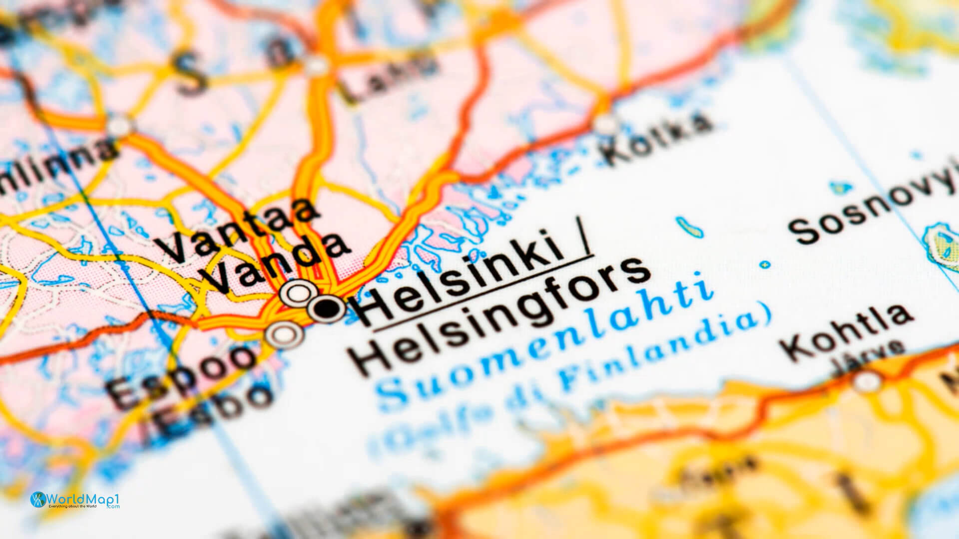 Karte der Stadt Helsinki Finnland
